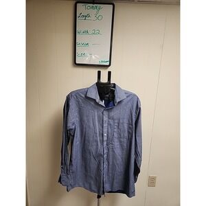 Tommy Hilfiger Button Down Blue Shirt Crab Pattern Sz 16 1/2 -34/35